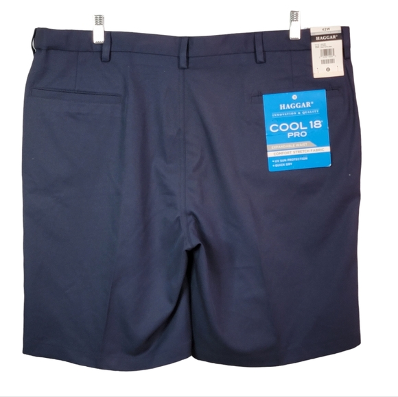 Haggar Cool 18 Pro Expandable Waist Active Outdoor Navy Golf Shorts Men's 42 - Picture 5 of 14